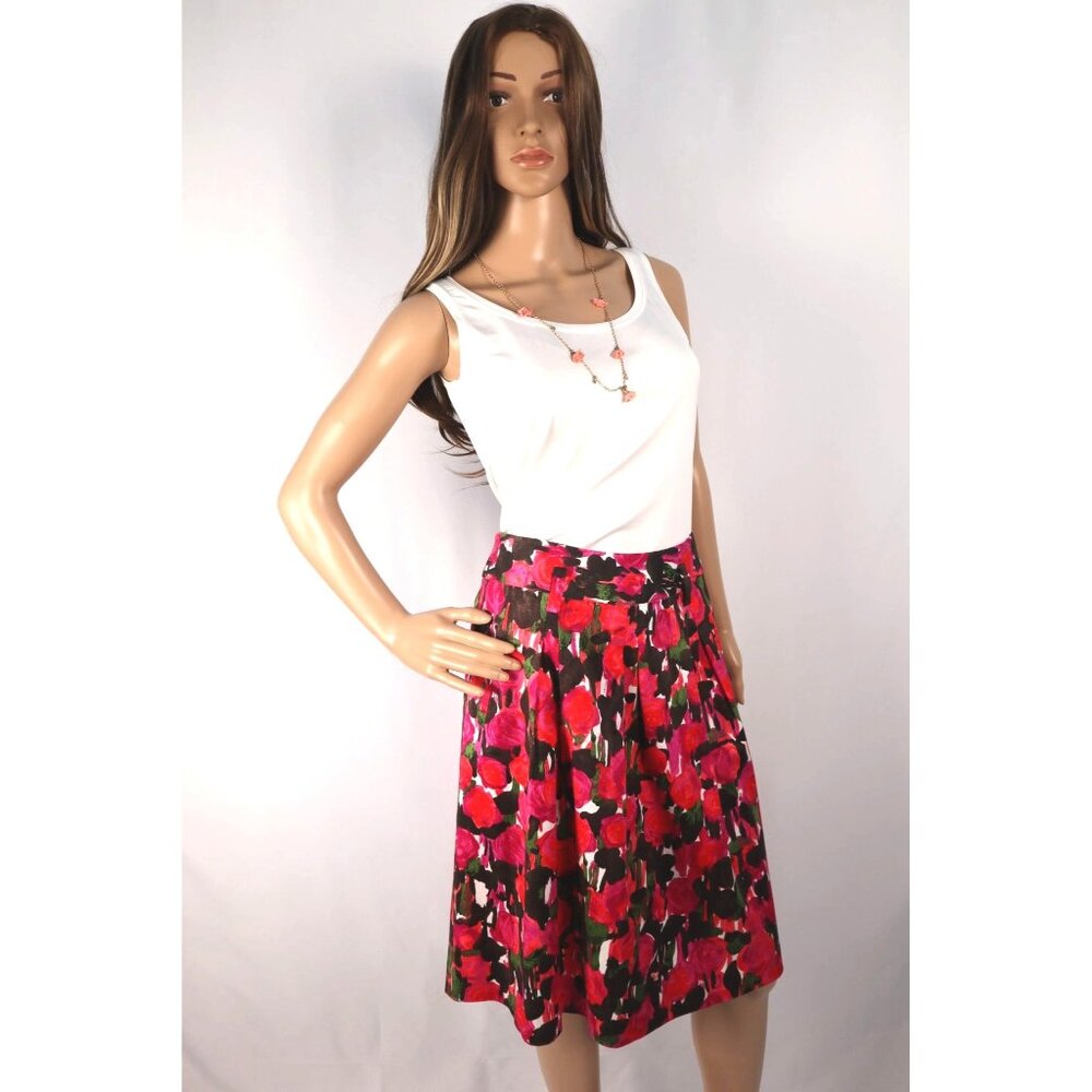 INC International Concepts Floral Pleated Skirt by‎ Size 6 In Pink & Green